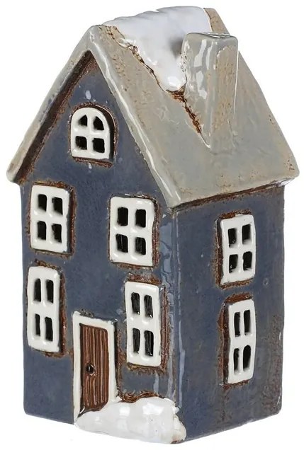 Decorațiuni de Crăciun Căsuță de iarnă, ceramică,pentru lumânare de ceai, gri
