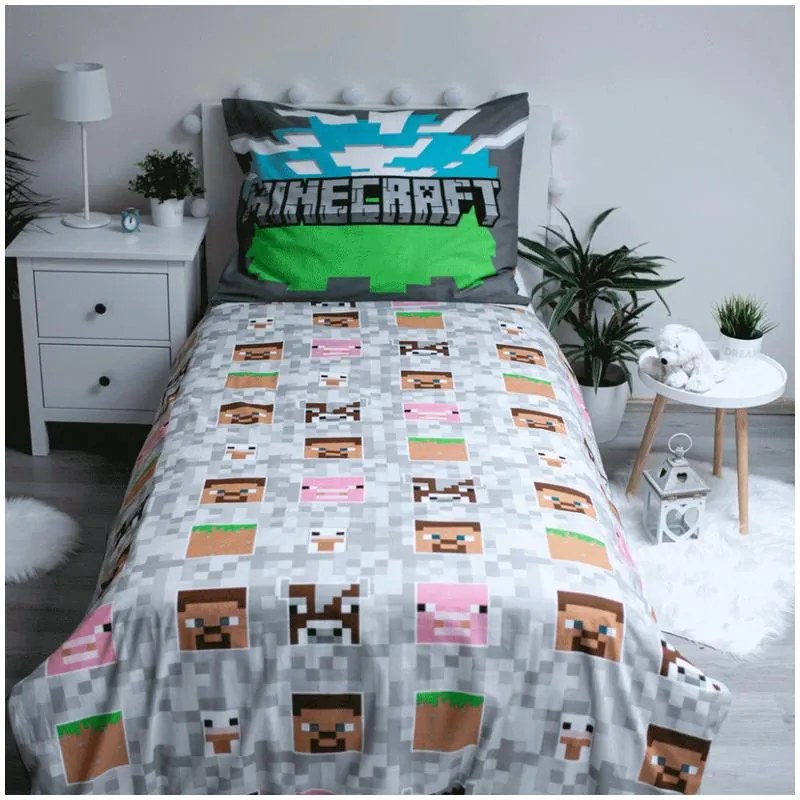 Minecraft husa de pat 140×200cm, 70×90 cm
