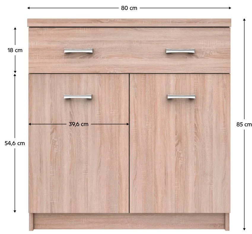 Comoda 2D1S, stejar Sonoma, TOPTY TIP 19