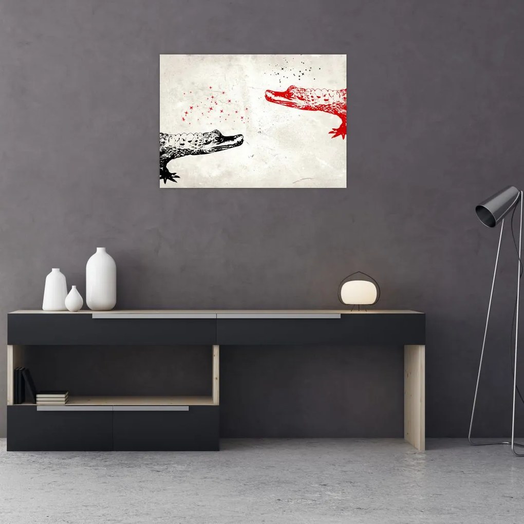 Tablou pe sticlă - Crocodili (70x50 cm)