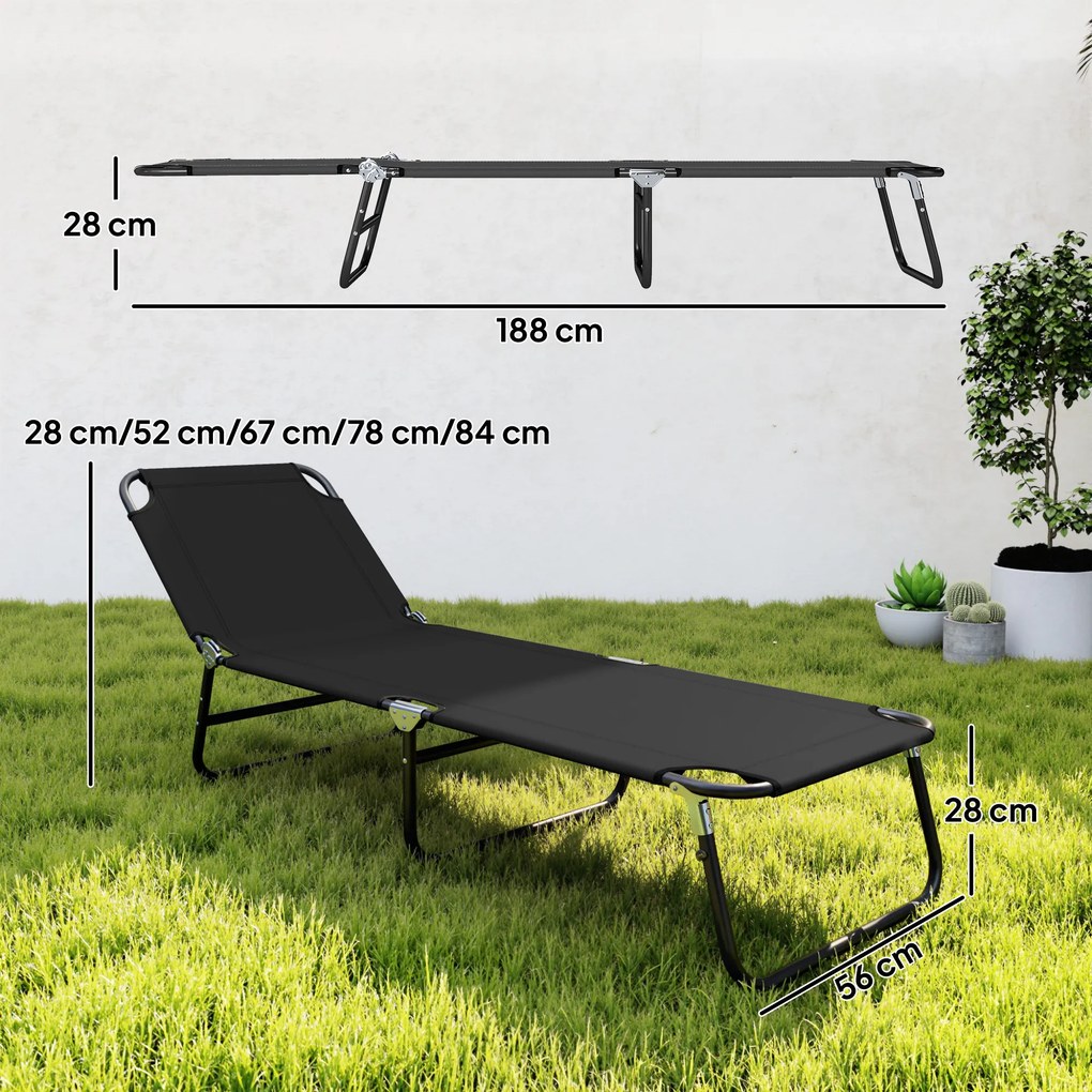 Outsunny Scaune de Piscina Sezlong Pliabile, Scaune de Bronzat in Aer Liber, cu Spatar Rabatabil, Cadru din Otel si Plasa