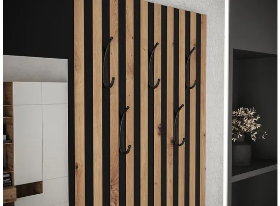 Mobilier hol Anrolat I (Stejar artisan + Negru + Alb) (cu oglindă). 1104702