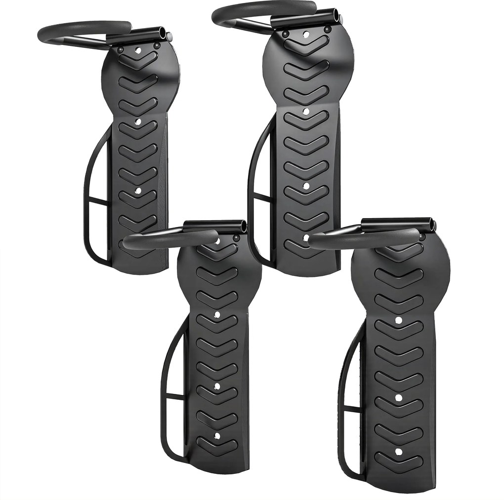SPORTNOW Set de 4 suporturi de bicicletă murale, cârlig de perete pentru biciclete, pentru interior și exterior 25,5 x 10,5 x 4 cm, negru | Aosom Romania