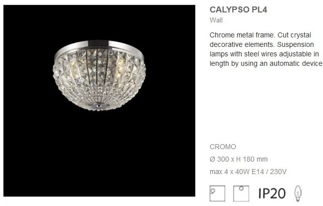 Plafonier cristal Venezian diam. 30 cm CALYPSO PL4 066400