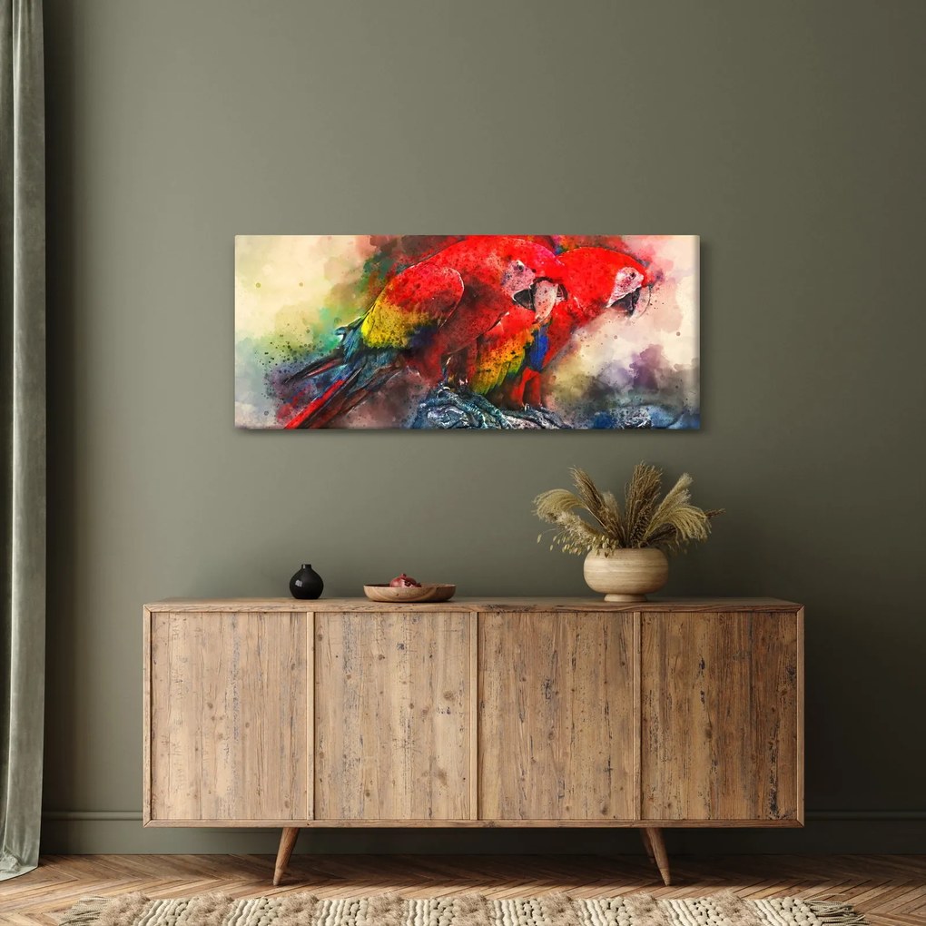 Tablou - Papagali roșii ara (120x50 cm)