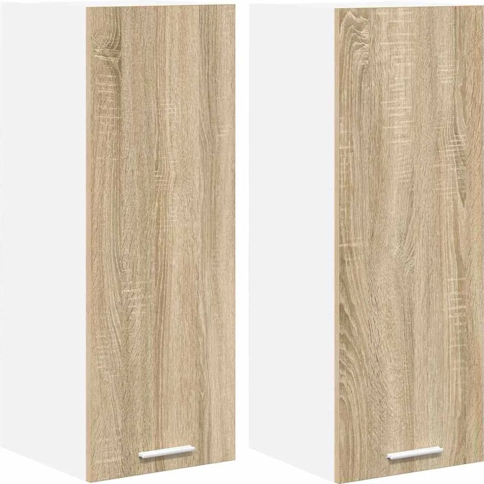 vidaXL Dulap suspendat 2 pcs Stejar Sonoma și Alb 30 x 31 x 80 cm