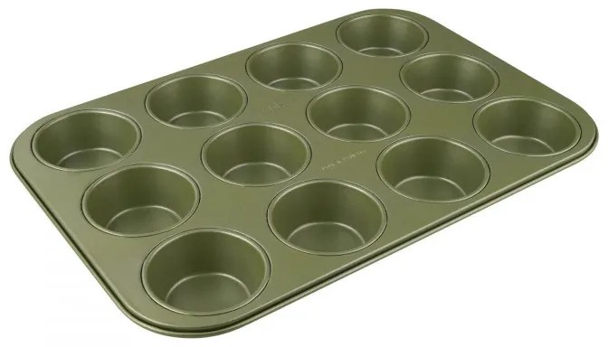 Forma pentru briose 12 Zenker 7456, 7 cm, Acoperire ILAG Maximizing Green, Pana la 180°C, Verde