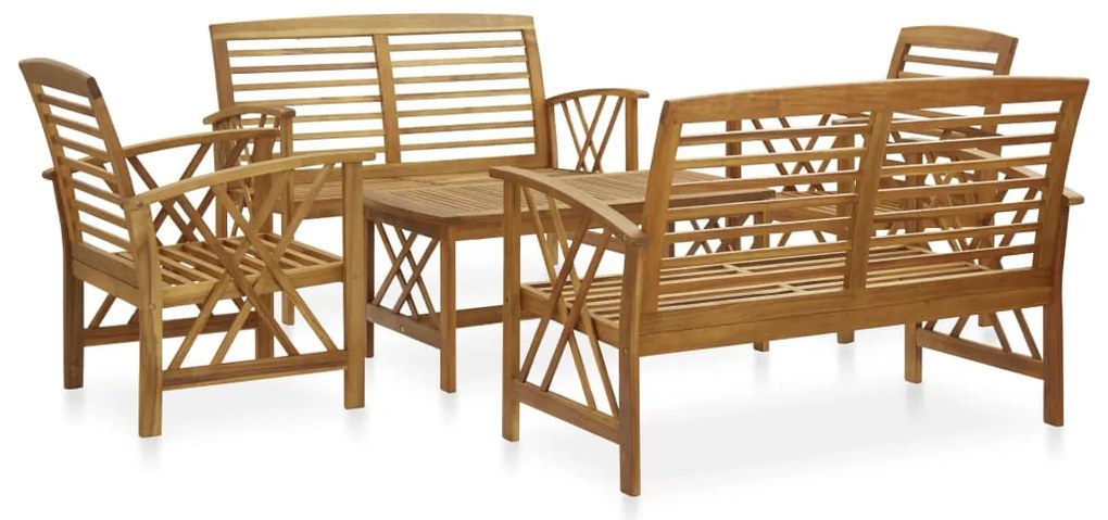 vidaXL Set mobilier de grădină, 5 piese, lemn masiv de acacia