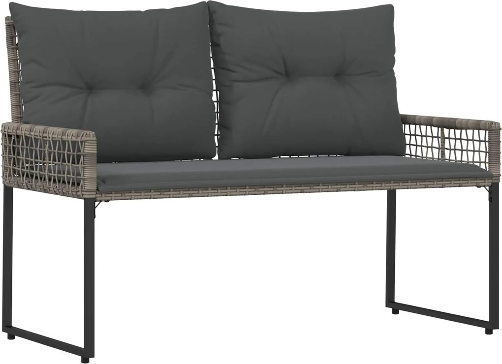 vidaXL Bancă de exterior Gri 118 x 55 x 82 cm Ratan PE și țesătură