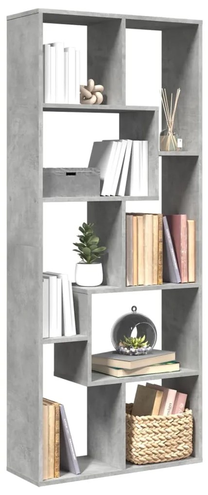 858078 vidaXL Bibliotecă/separator cameră gri beton 67x25x161,5 cm lemn