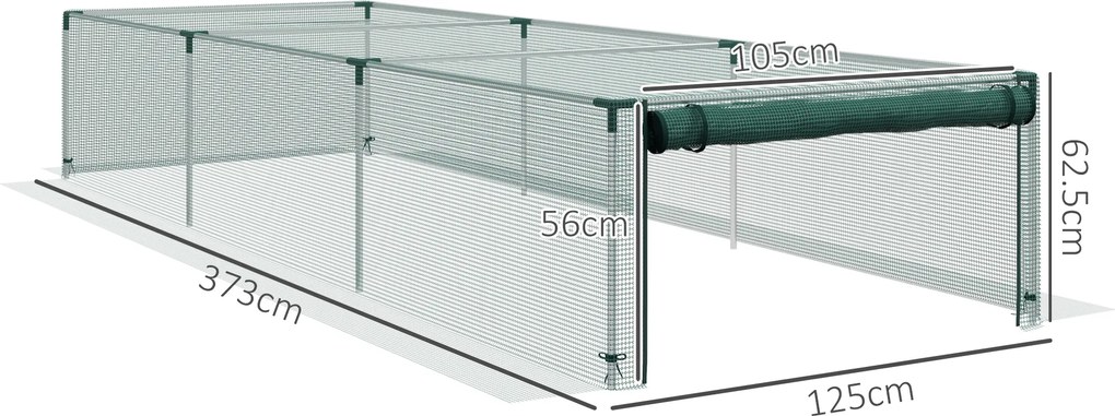 Outsunny Plasă de protecție pentru plante, protecție pentru legume, ușă cu fermoar, cadru din oțel, 125x125x62,5 cm, Grün/Silber | Aosom Romania
