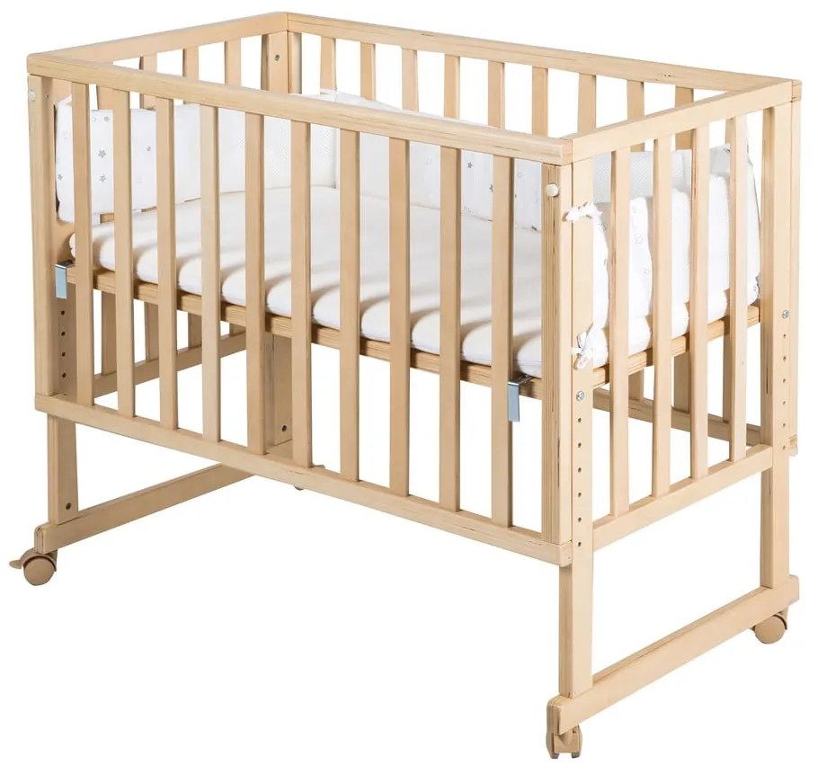 Pătuț în culoare naturală cu roți 90x45 cm Star Magic – Roba