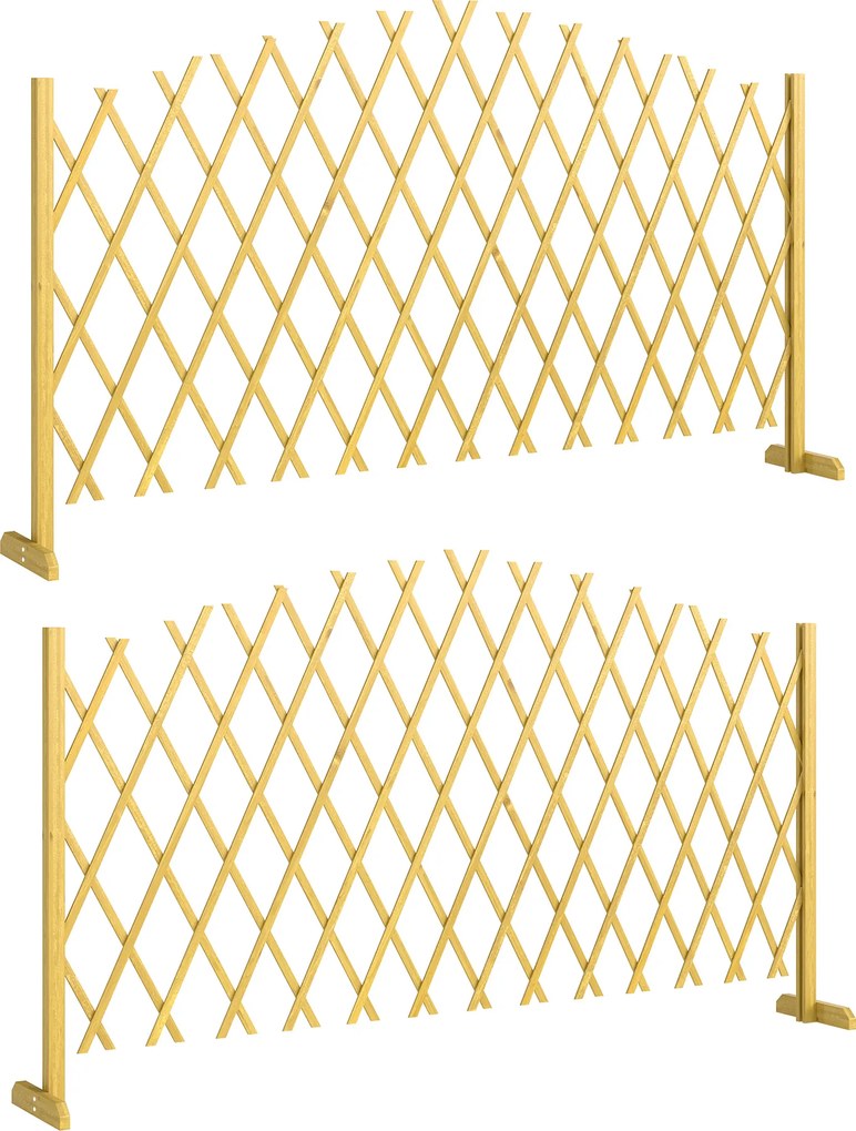 Outsunny Set de 2 panouri extensibile de gard pentru grădină exterioară din lemn pentru decor terasă 180x30x103 cm Natural | Aosom Romania