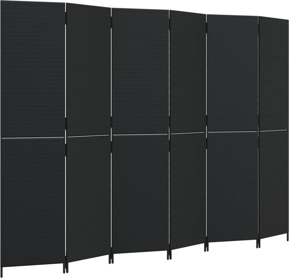 vidaXL Separator de cameră cu 6 panouri, negru, poliratan