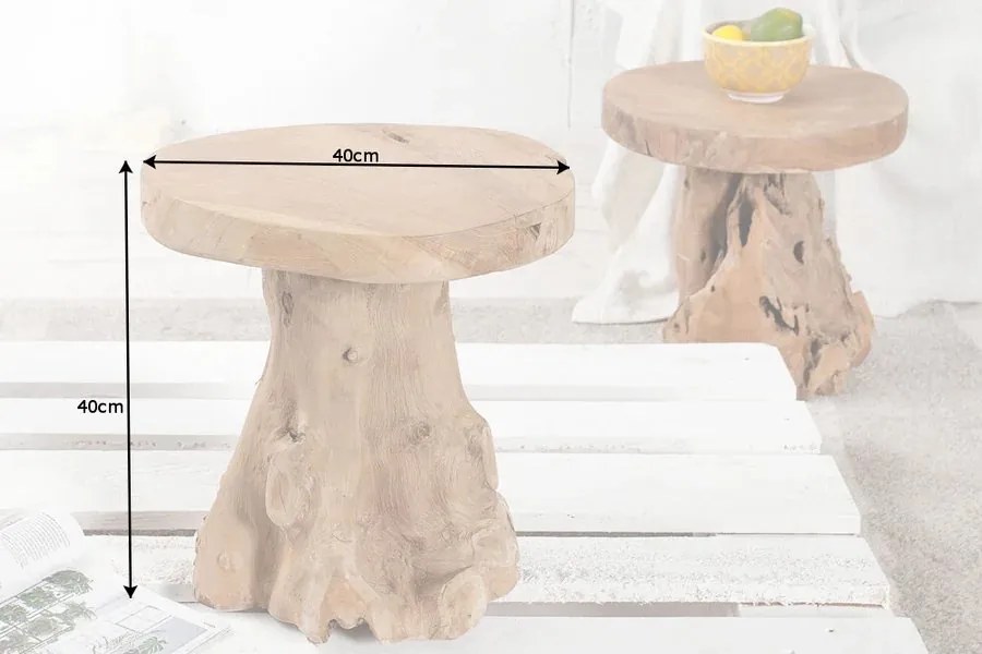 Masuta de cafea design rustic din radacina de lemn de tec, Root 40cm A-37139 VC