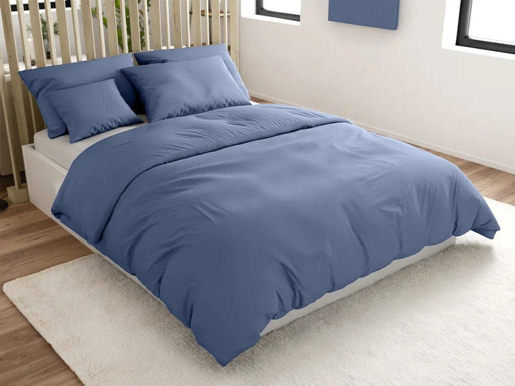 Lenjerie de pat din bumbac LUX albastra cu buzunar hotelier Dimensiune lenjerie de pat: 70 x 90 cm | 140 x 200 cm