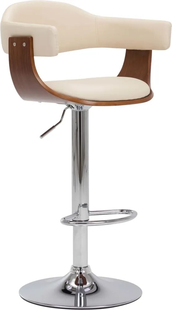 vidaXL Scaune de bar, 2 buc., crem, lemn curbat și piele ecologică