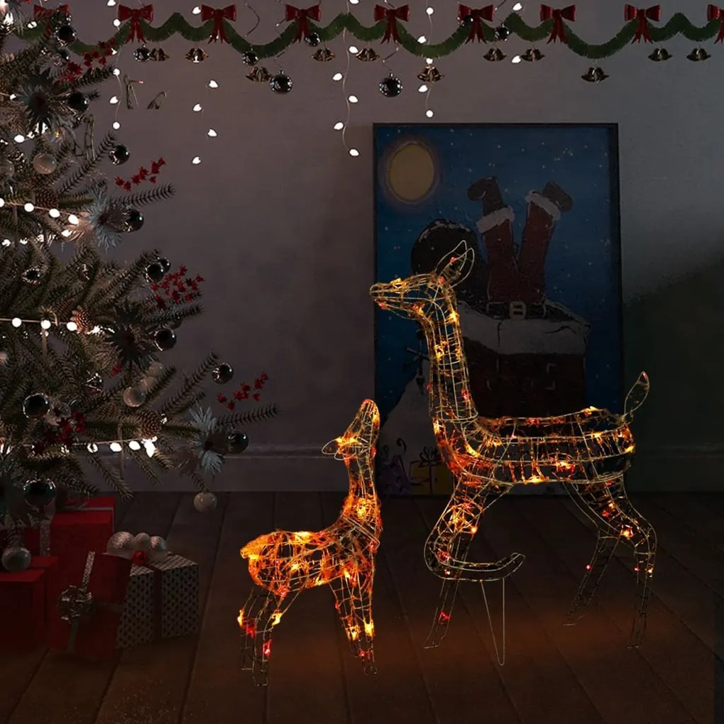 Decoratiune de Craciun familie reni 160 LED-uri colorat acril