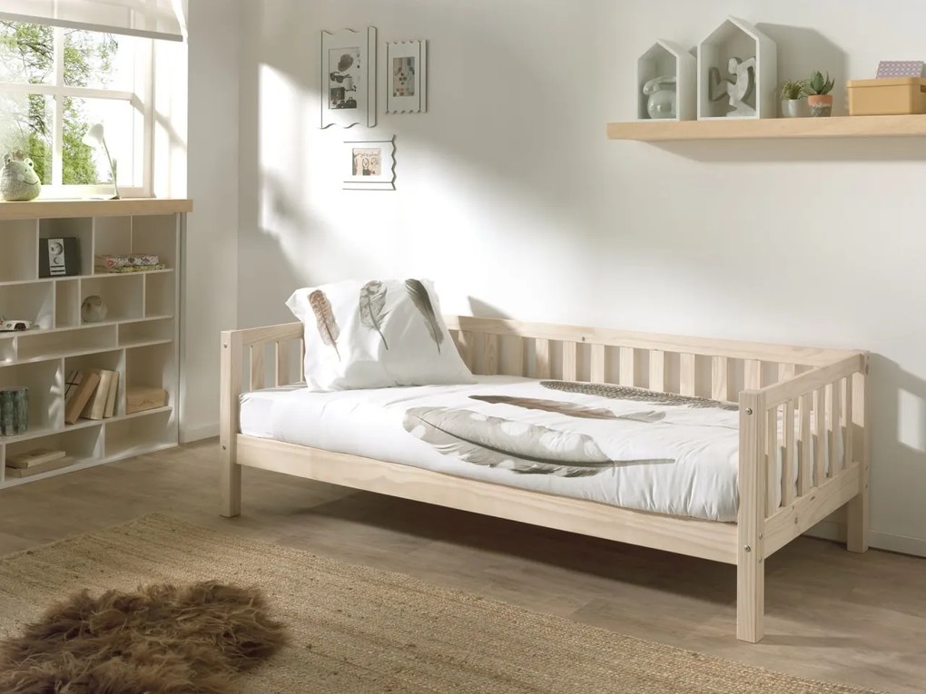 Pat Cabină Fritz 90x200 cm, pentru Copii, Pin Lăptos – Vipack