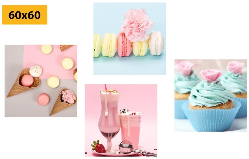 Set tablouri delicatețe dulce cu băutură