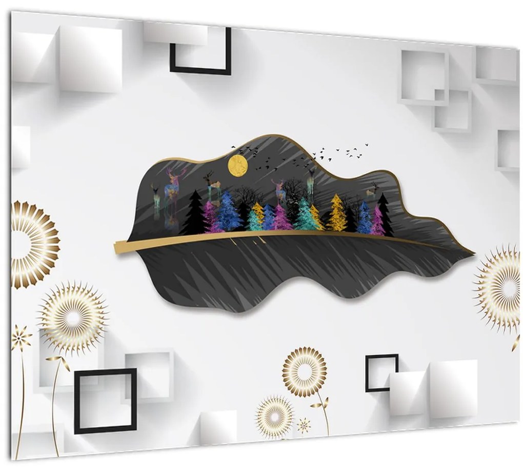 Tablou pe sticlă abstracției (70x50 cm)