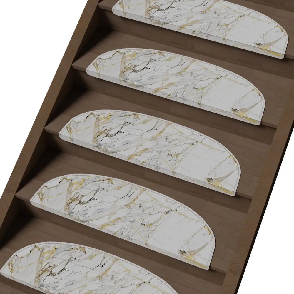 Covorașe pentru scări albe 16 buc. 20x65 cm Marble Art – Vitaus