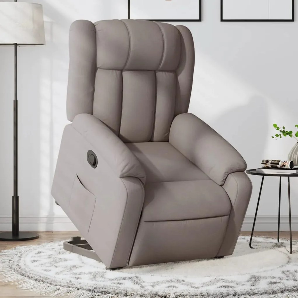 vidaXL Fotoliu rabatabil cu ridicare pe verticală, gri taupe, textil