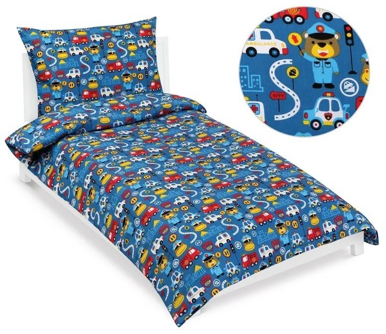 Bellatex Lenjerie de pat din bumbac pentru copiiJunior Rescuers albastru, 140 x 200, 70 x 90 cm