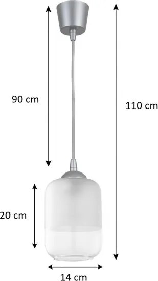 Brilagi - Lustră LED pe cablu RETRO GLASS 1xE27/60W/230V Ø 14 cm argintie/albă