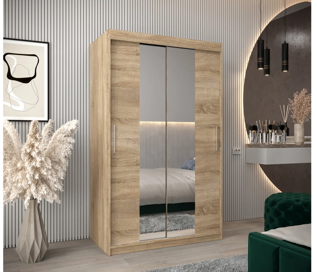 Dulap de haine 120 cm Toki 1 (stejar sonoma + negru mat). 1064899