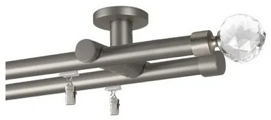 Galerie dubla PRINDERE TAVAN suport universal TEAVA PROFIL -KULA CRISTAL /19 - CROM MAT (Alege marime: 240 cm)