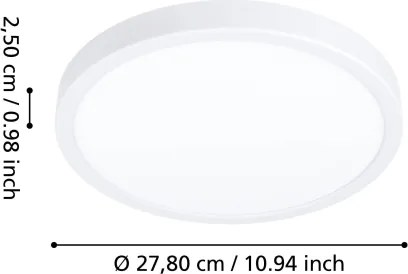 Eglo FUEVA LED 901334 - Plafonieră LED pentru baie, 14,2 W, 230 V, Ø 27,8 cm, IP44, albă