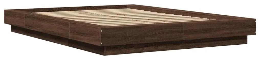 3281230 vidaXL Cadru de pat, stejar maro, 135x190 cm, lemn prelucrat