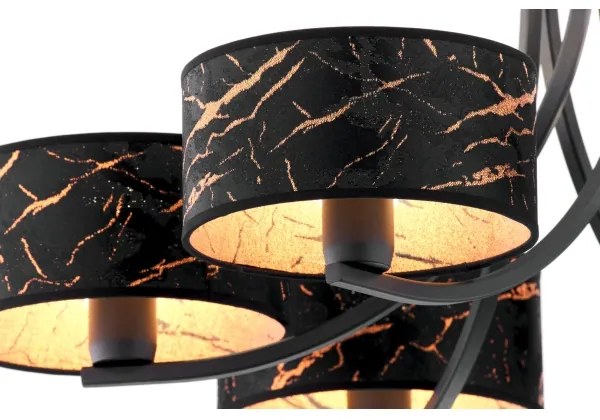 Jupiter 2108- Candelabru pe lanț ARTHUR 6xE27/15W/230V negru/portocaliu/decor marmură