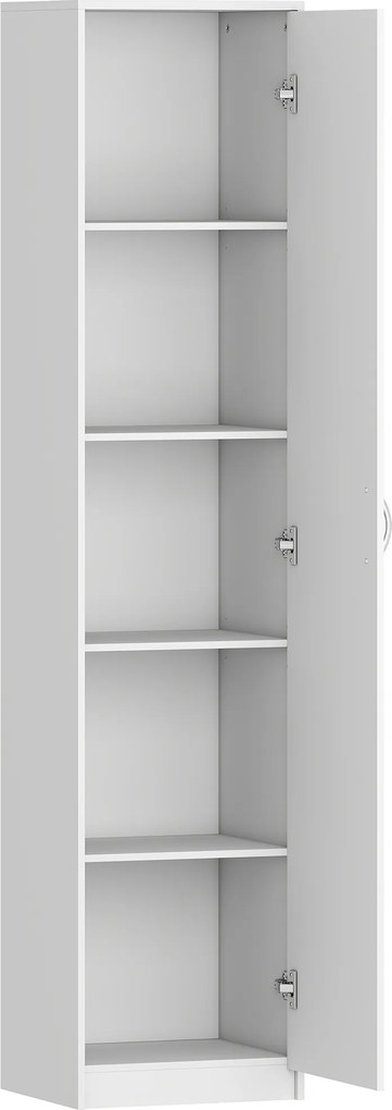 HOMCOM Dulap de Bucătărie Înalt Slim 180 cm, Mobilier cu 5 Rafturi și Ușă Soft Close, Anti-Răsturnare, Rafturi Reglabile, Mobilier Modern pentru Bucătărie, Alb | Aosom Romania