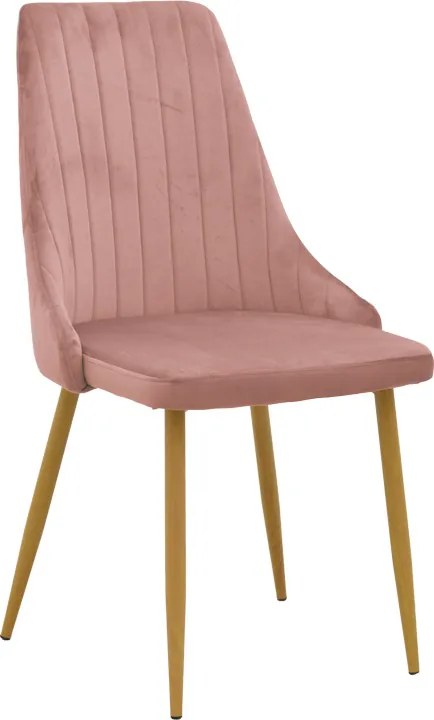 Scaun Bucatarie/Dining Azmer Catifea Roz, Picioare Metalice Finisaj Lemn