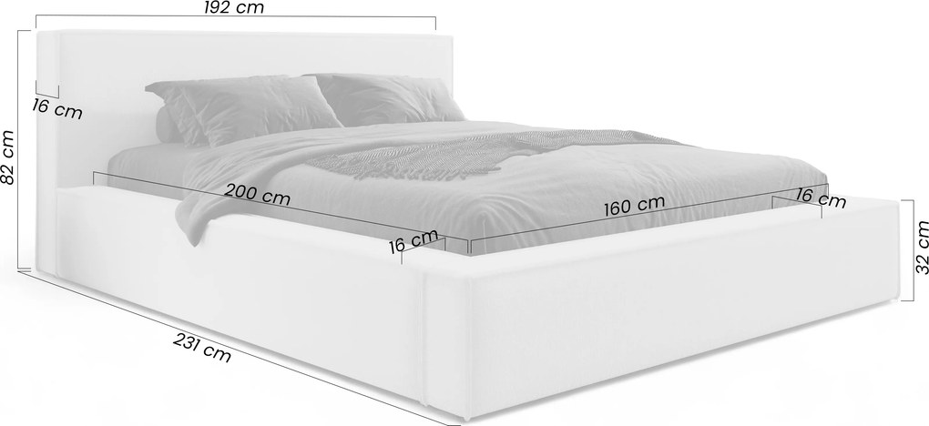 Pat tapițat cu ladă de depozitare Nirello 160x200 - bouclé bej Quelle 03