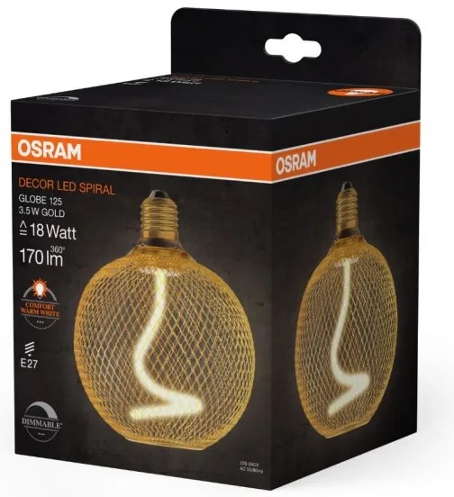 Bec LED dimabil Osram DECOR FILAMENT G125 E27/3,5W/230V 1800K auriu