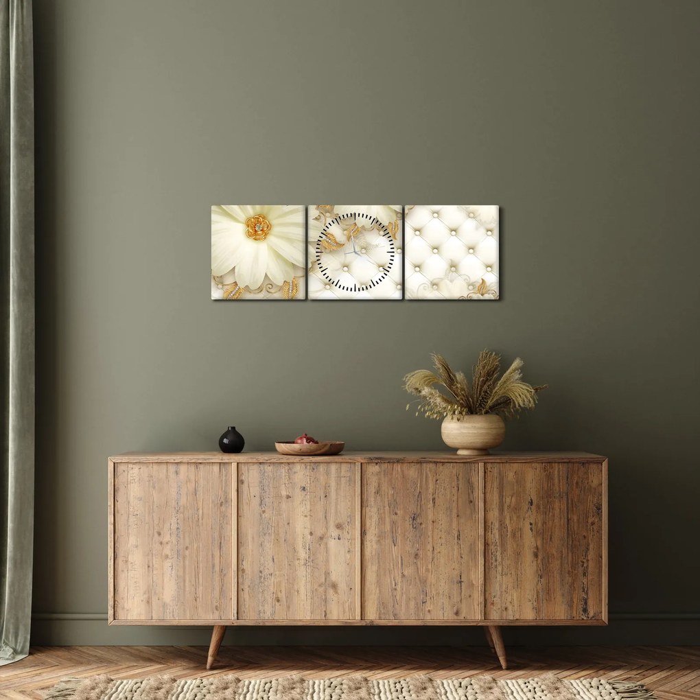Tablou - Colaj auriu (cu ceas) (90x30 cm)