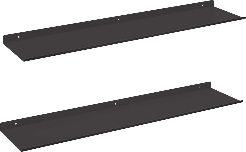vidaXL Raft suspendat Pe perete 2 pcs Negru 80 x 18 x 2,5 cm Oțel