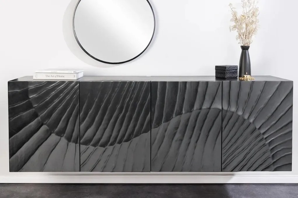 Comoda suspendata din lemn de mango Scorpion 180cm, negru A-44524 VC