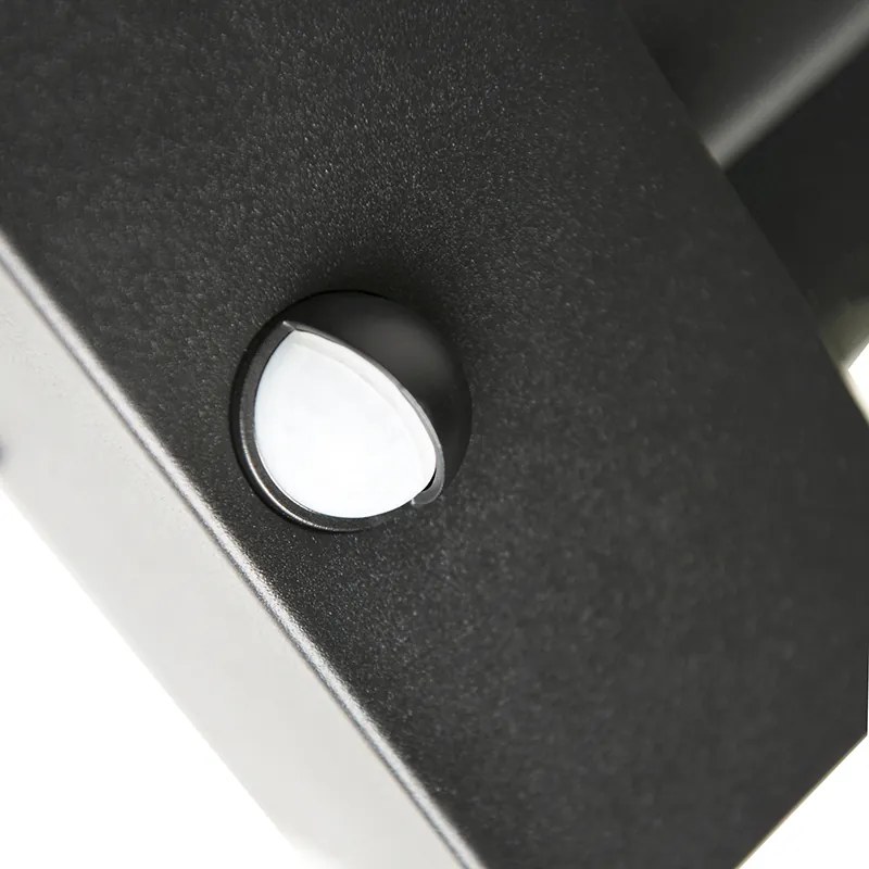 Lampă de perete exterioară neagră cu senzor de mișcare IP44 - Rotterdam