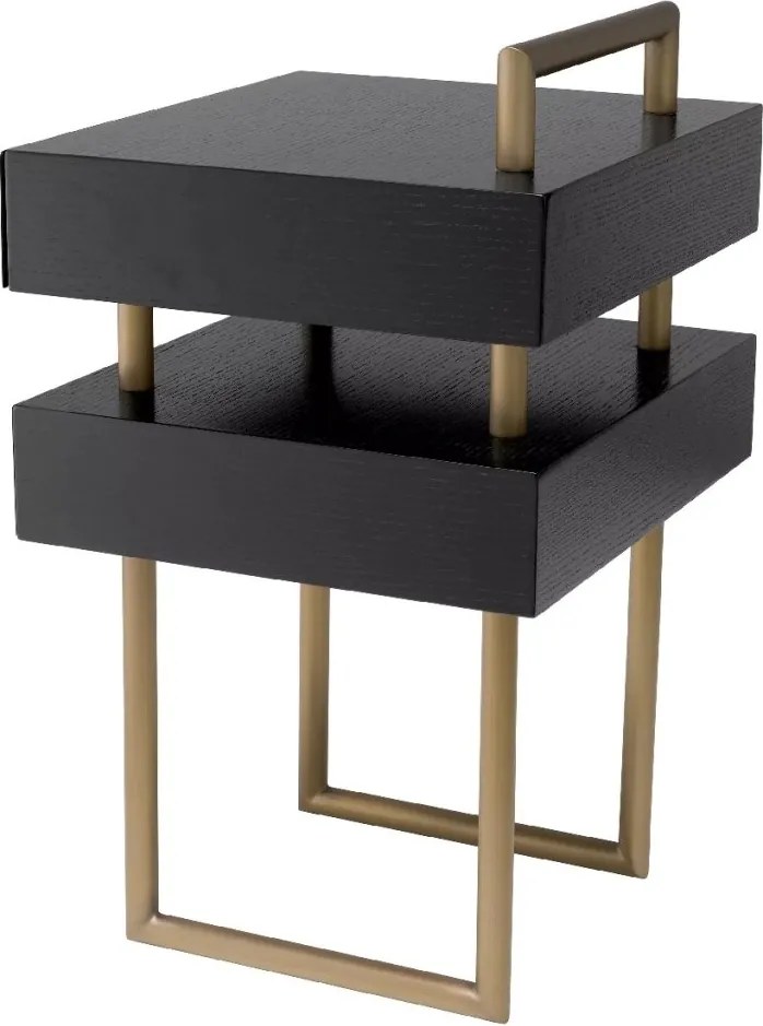 Masuta laterala design LUX Bedini alama periata/ stejar maro