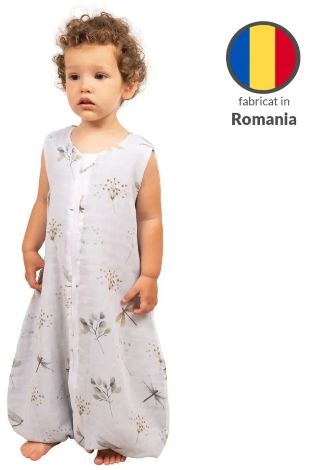 Sac de dormit cu picioare de vara din muselina 18-36 luni Kidizi Dragonfly, 100% bumbac, 0.5 tog