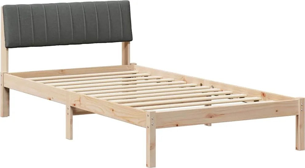 vidaXL Cadru de pat maro și gri închis 100 x 200 cm Lemn masiv de pin