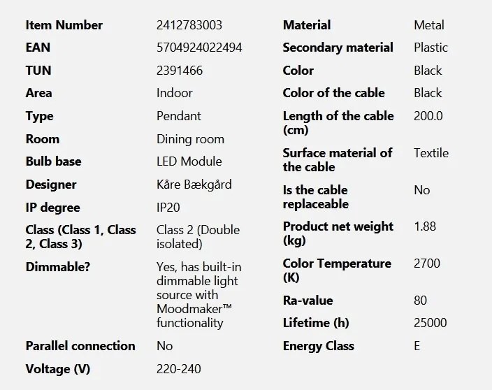 Lustra/Pendul LED design nordic Balance negru