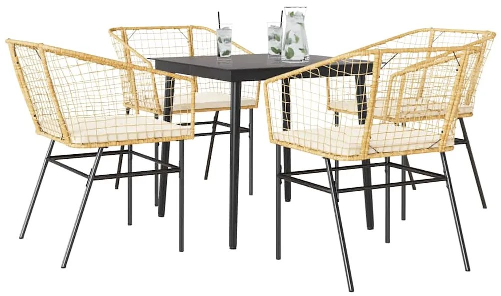 vidaXL Set mobilier de grădină cu perne 5 piese maro sticlă polirattan