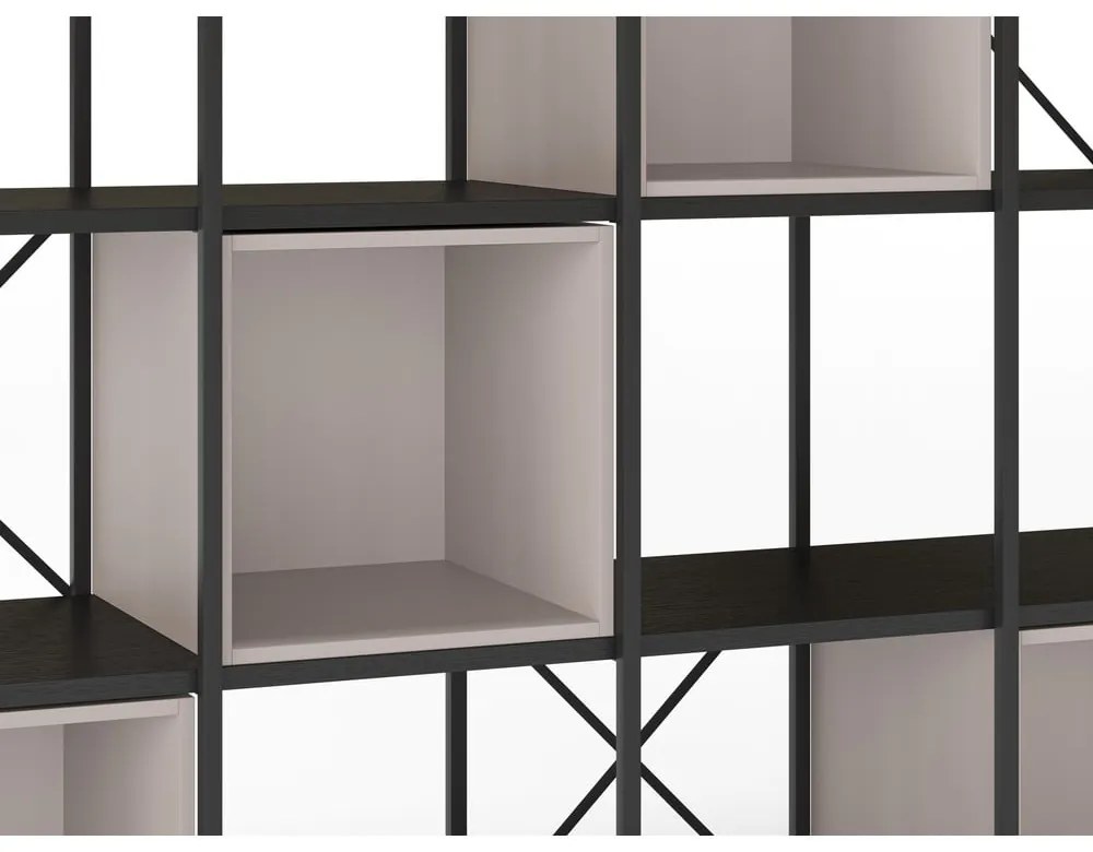 Bibliotecă neagră/crem 140x179 cm Anya – Marckeric