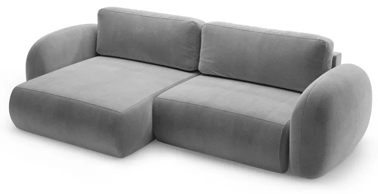 Colțar gri închis extensibil/cu spațiu de depozitare cu tapițerie din catifea Tonale – Cosmopolitan Design