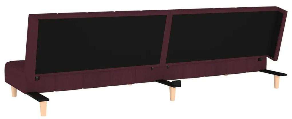 Canapea extensibila cu 2 locuri si taburet, violet, textil Violet, Cu suport de picioare